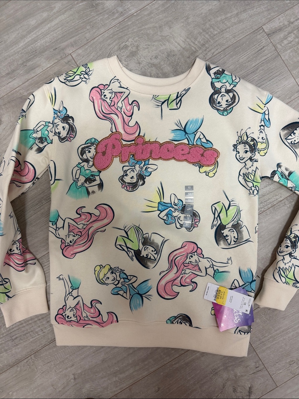 Girls Cream 'Princesses' Graphic Crewneck Sweatshirt